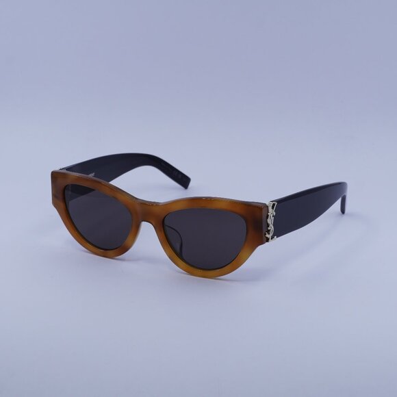 Saint Laurent SL M94/F 004 Sunglasses Havana/Black Cat Eye Frame, Black Lenses - Picture 1 of 11